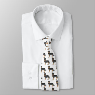 Black And Tan Rottweiler Cute Cartoon Dog Pattern Neck Tie
