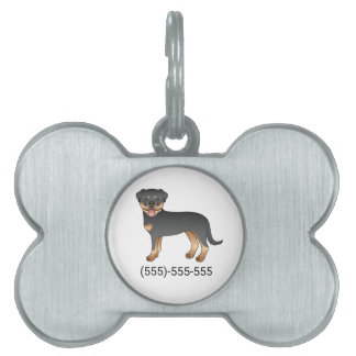 Black And Tan Rottweiler Cute Dog And Phone Number Pet ID Tag