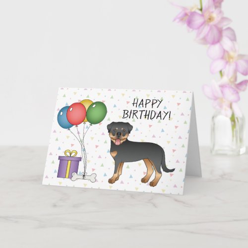 Black And Tan Rottweiler Cute Dog _ Happy Birthday Card