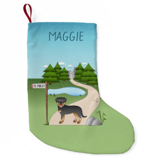 Black And Tan Rottweiler Dog By A Hiking Trail Small Christmas Stocking