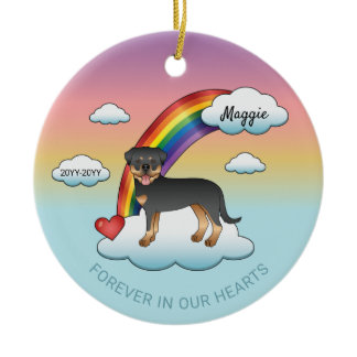 Black And Tan Rottweiler Dog Rainbow Memorial Ceramic Ornament