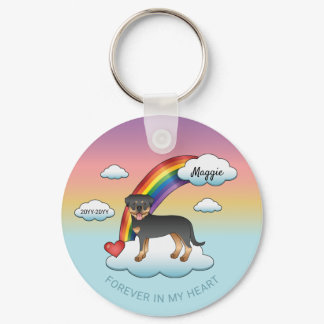 Black And Tan Rottweiler Dog Rainbow Memorial Keychain