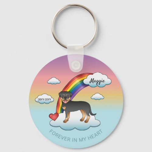 Black And Tan Rottweiler Dog Rainbow Memorial Keychain