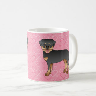 Black And Tan Rottweiler Dogs On Pink Hearts  Coffee Mug