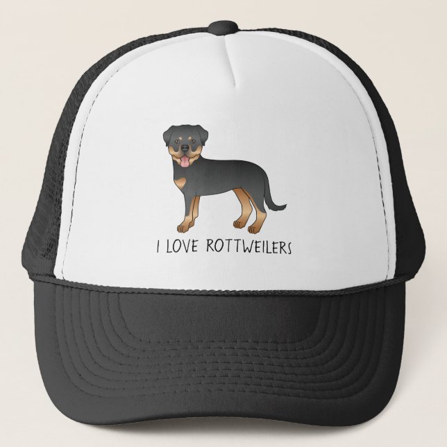 Black And Tan Rottweiler - I Love Rottweilers Trucker Hat (Front)