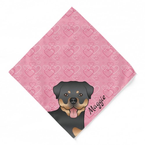Black And Tan Rottweiler On Pink Hearts  Name Bandana