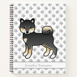 Black And Tan Shiba Inu Cartoon Dog &amp; Custom Text Notebook