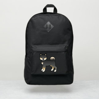 Black And Tan Shiba Inu Cartoon Dog Illustration Port Authority® Backpack