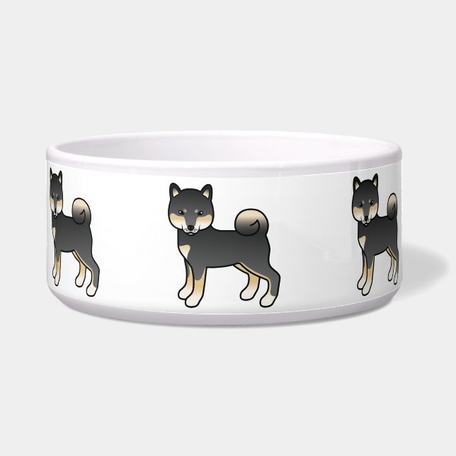 Black And Tan Shiba Inu Cute Cartoon Dog Bowl (Front)