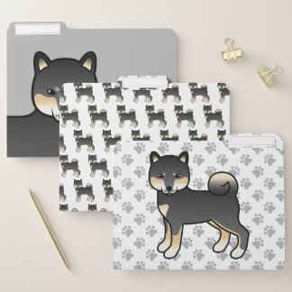 Black And Tan Shiba Inu Cute Cartoon Dog File Folder