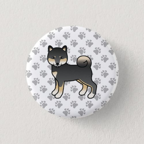 Black And Tan Shiba Inu Cute Cartoon Dog  Paws Button