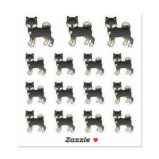 Black And Tan Shiba Inu Cute Cartoon Dogs Sticker