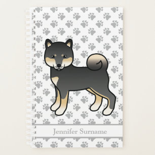 Black And Tan Shiba Inu Cute Dog And Paws & Text Planner