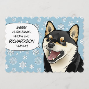 Black And Tan Shiba Inu Merry Christmas Card