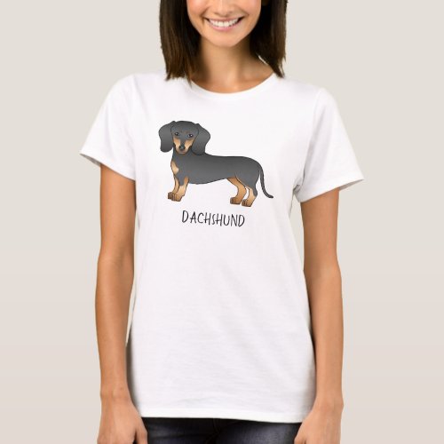 Black And Tan Short Coat Dachshund Cute Dog  Text T_Shirt