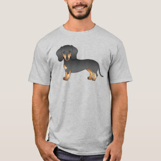 Black And Tan Short Hair Dachshund Cartoon Dog T-Shirt