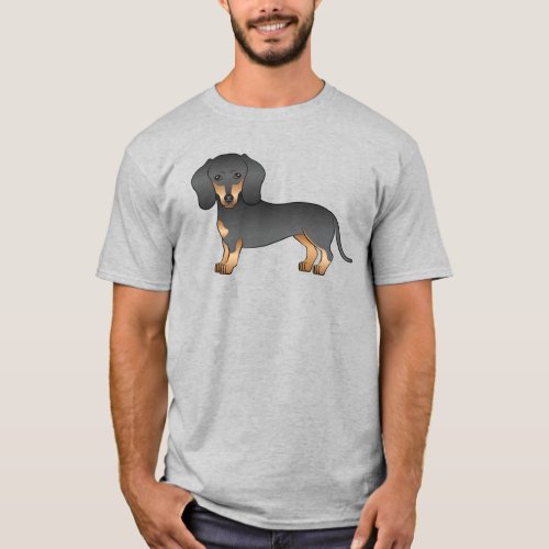 Black And Tan Short Hair Dachshund Cartoon Dog T_Shirt