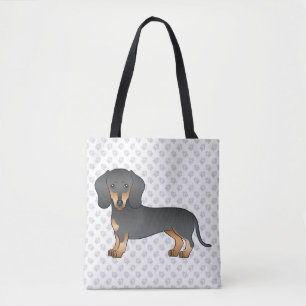 Black And Tan Short Hair Dachshund Cute Dog & Paws Tote Bag