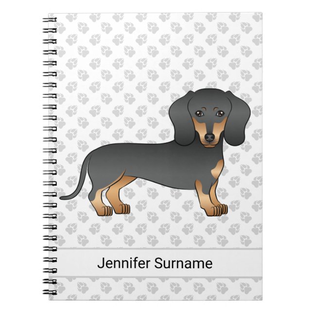 Black And Tan Short Hair Dachshund Cute Dog & Text Notebook (Front)