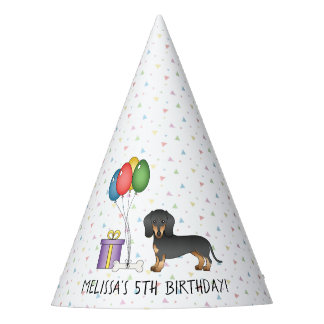 Black And Tan Short Hair Dachshund Dog - Birthday Party Hat