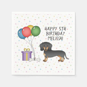 Black And Tan Short Hair Dachshund Happy Birthday Napkins