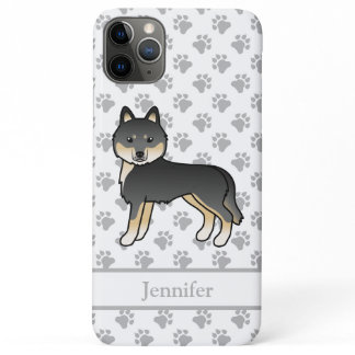 Black And Tan Siberian Husky Cartoon Dog &amp; Name iPhone 11 Pro Max Case