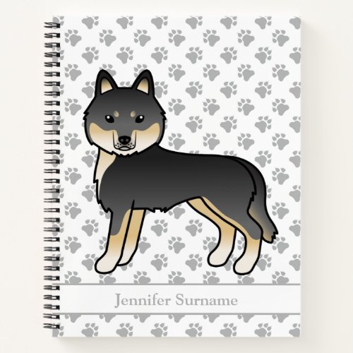 Black And Tan Siberian Husky Cartoon Dog  Text Notebook