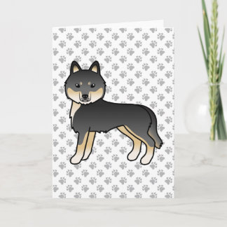 Black And Tan Siberian Husky Cute Cartoon Dog Card