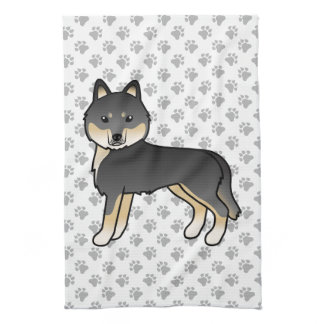 Black And Tan Siberian Husky Cute Cartoon Dog Kitchen Towel