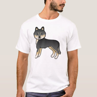 Black And Tan Siberian Husky Cute Cartoon Dog T-Shirt