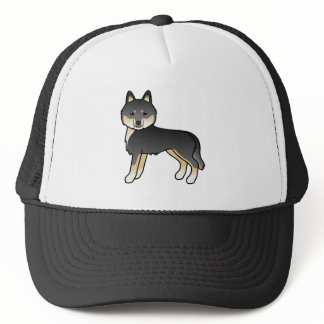Black And Tan Siberian Husky Cute Cartoon Dog Trucker Hat