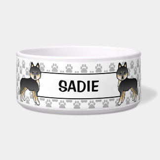 Black And Tan Siberian Husky With Pet's Name Bowl
