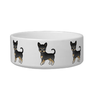 Black And Tan Smooth Coat Chihuahua Cartoon Dogs Bowl