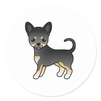 Black And Tan Smooth Coat Chihuahua Cute Dog Classic Round Sticker