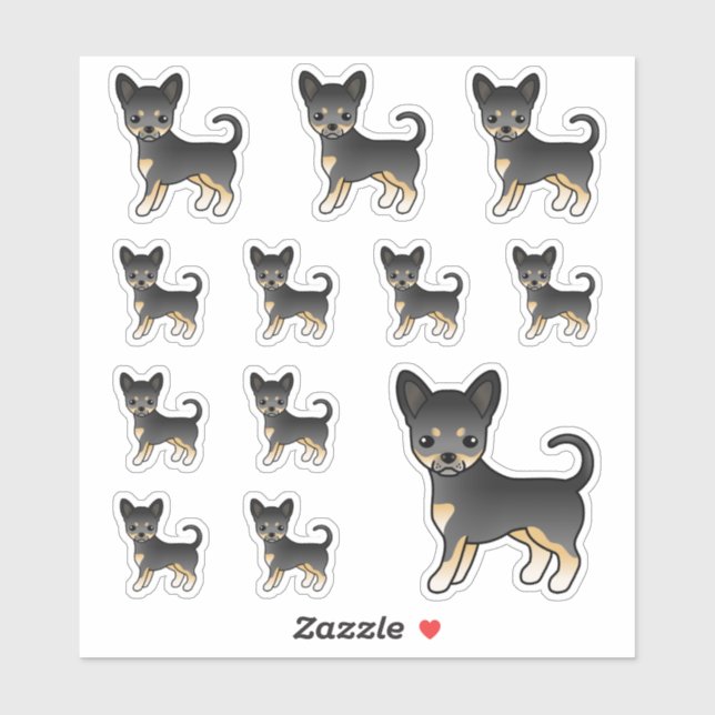 Black And Tan Smooth Coat Chihuahua Cute Dogs Sticker (Sheet)