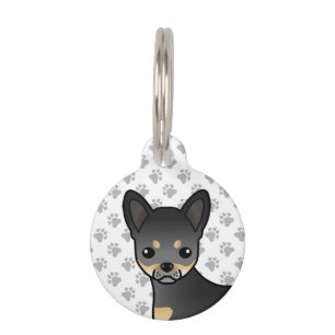 Black And Tan Smooth Coat Chihuahua Dog Head Pet ID Tag