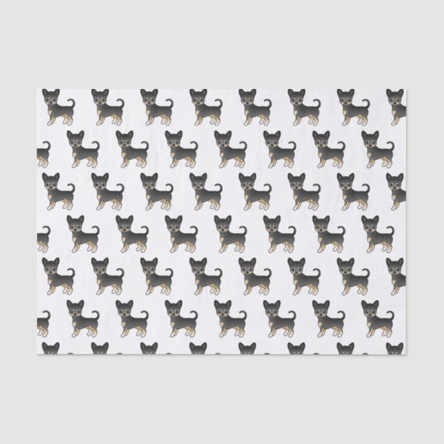 Black And Tan Smooth Coat Chihuahua Dog Pattern Tissue Paper (Front)