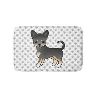 Black And Tan Smooth Coat Chihuahua Dog &amp; Paws Bath Mat