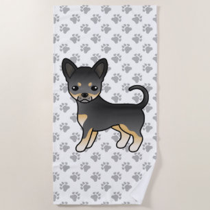 Black And Tan Smooth Coat Chihuahua Dog & Paws Beach Towel
