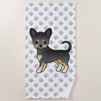 Black And Tan Smooth Coat Chihuahua Dog &amp; Paws Beach Towel