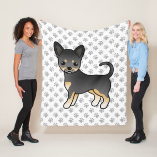 Black And Tan Smooth Coat Chihuahua Dog &amp; Paws Fleece Blanket
