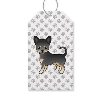 Black And Tan Smooth Coat Chihuahua Dog &amp; Paws Gift Tags