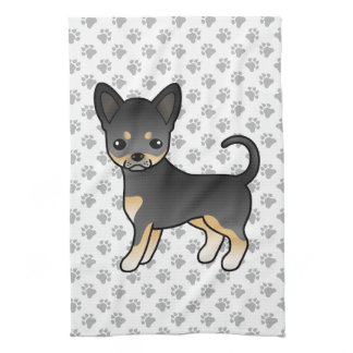 Black And Tan Smooth Coat Chihuahua Dog &amp; Paws Kitchen Towel