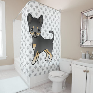 Black And Tan Smooth Coat Chihuahua Dog &amp; Paws Shower Curtain