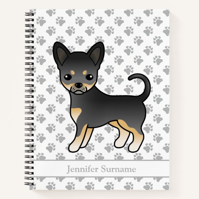 Black And Tan Smooth Coat Chihuahua Dog & Text Notebook (Front)