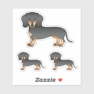 Black And Tan Smooth Coat Dachshund Cartoon Dogs Sticker