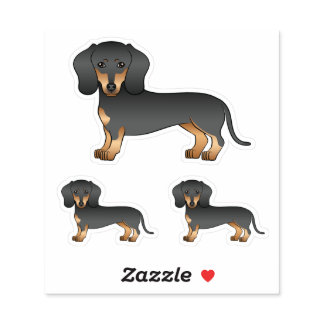 Black And Tan Smooth Coat Dachshund Cartoon Dogs Sticker
