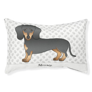Black And Tan Smooth Coat Dachshund Dog &amp; Name Pet Bed