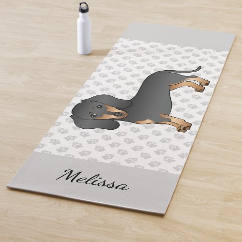 Black And Tan Smooth Coat Dachshund Dog  Name Yoga Mat