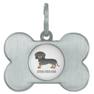 Black And Tan Smooth Coat Dachshund Dog &amp; Number Pet ID Tag